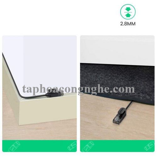 Ugreen 70656 10M 10Gbps 500MHz cat6a màu đen siêu mỏng OD2.8mm cáp mạng Utp LAN Ethernet toàn đồng NW122 30070656